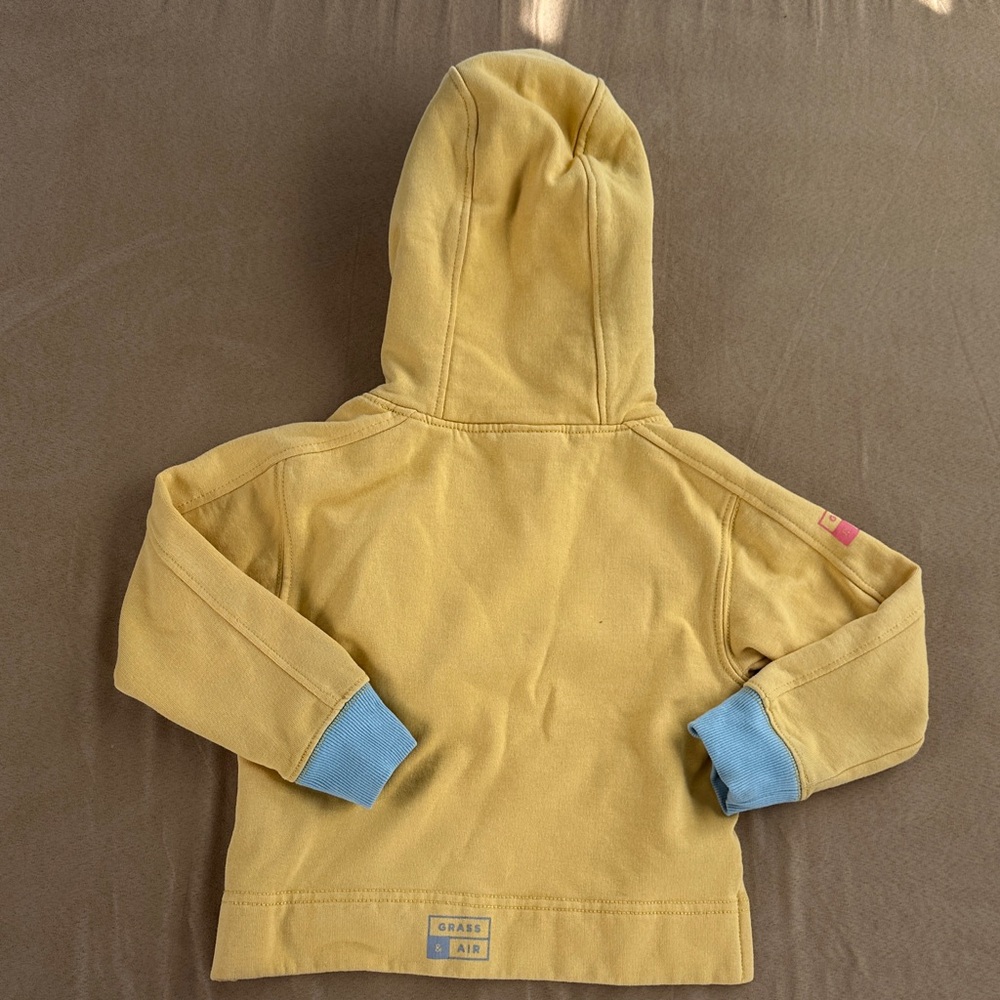 Grass & Air Kids Yellow Hoodie with Blue Cuffs - Picture 6 of 7